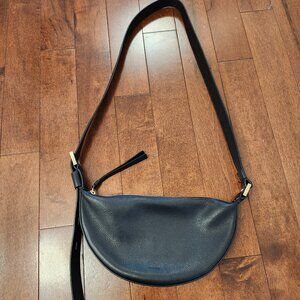 All Saints half moon black leather crossbody bag
